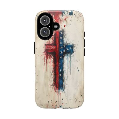 For iPhone / Galaxy / Pixel | Phone Ink Case - Red White Blue USA Cross