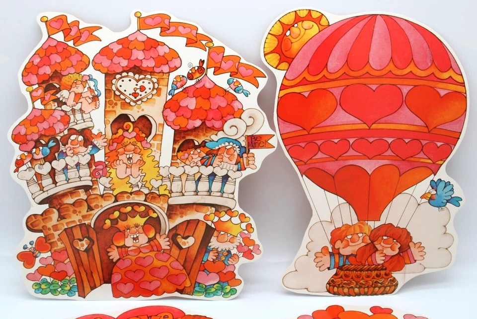 Juego de 9 piezas recortes troquelados San Valentín actual 1981 decoración vintage amor Cupido Foto 3 de 4