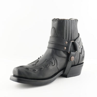 Grinders Montana Boots Herren Schwarz Leder Biker Boot Cowboy Westernstiefel