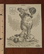 RIGHT PENNSYLVANIA PARTISAN POLITICS CARTOON from 1936 Philadelphia Newspaper
