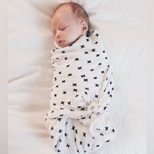 Modern Burlap NWOT White and Black Swiss Cross Swaddle