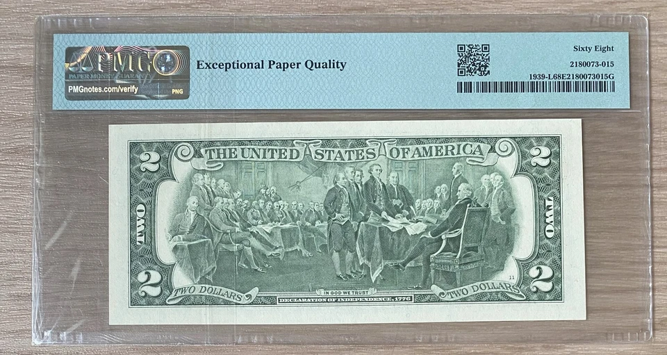 $2 US 2009 BINARY QUAD DOUBLE NOTE Fancy Serial Number 11116666 - PMG 68 EPQ - Image 2 of 2