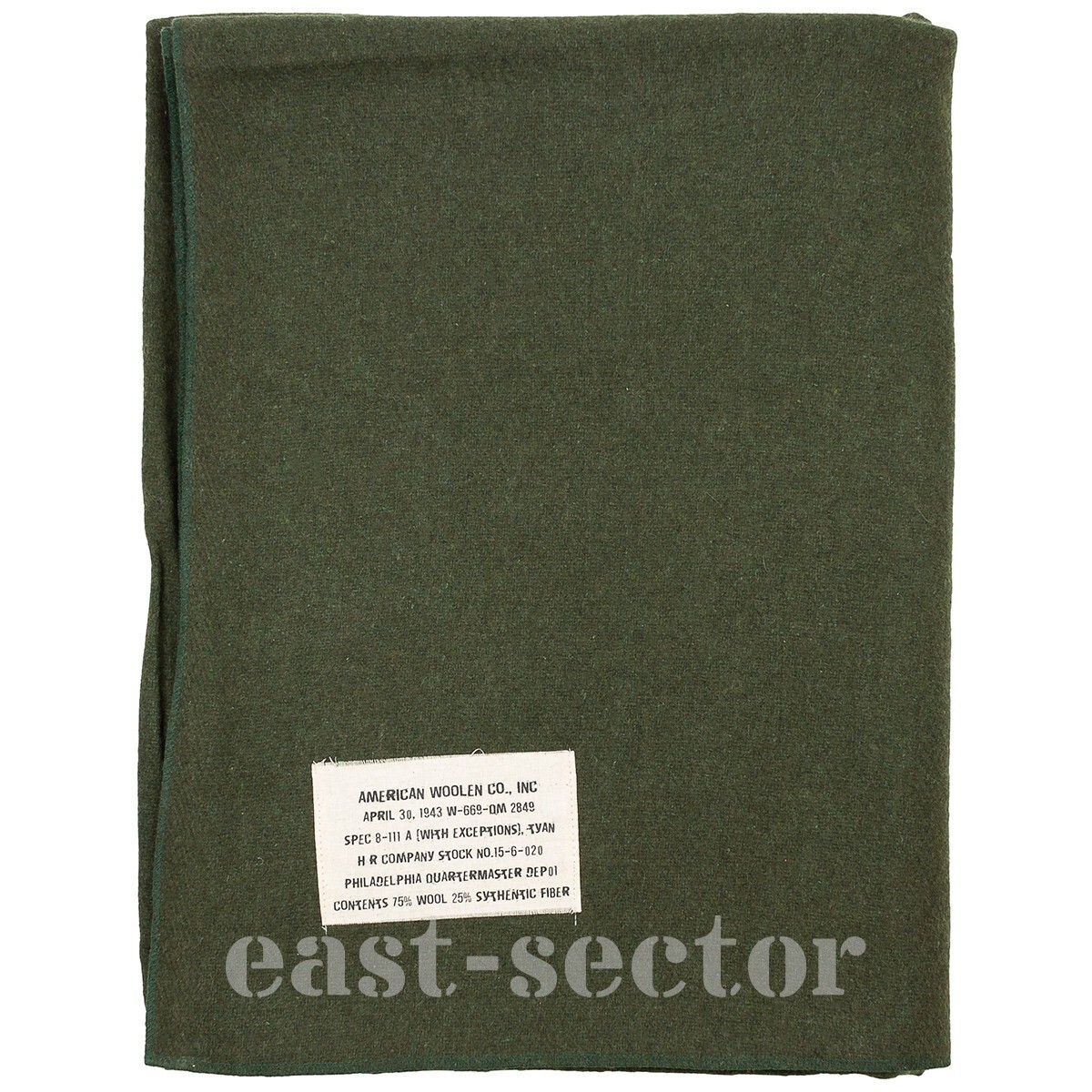 WW2 US Army Olive Wool Blanket - Repro American Bedding Sheet
