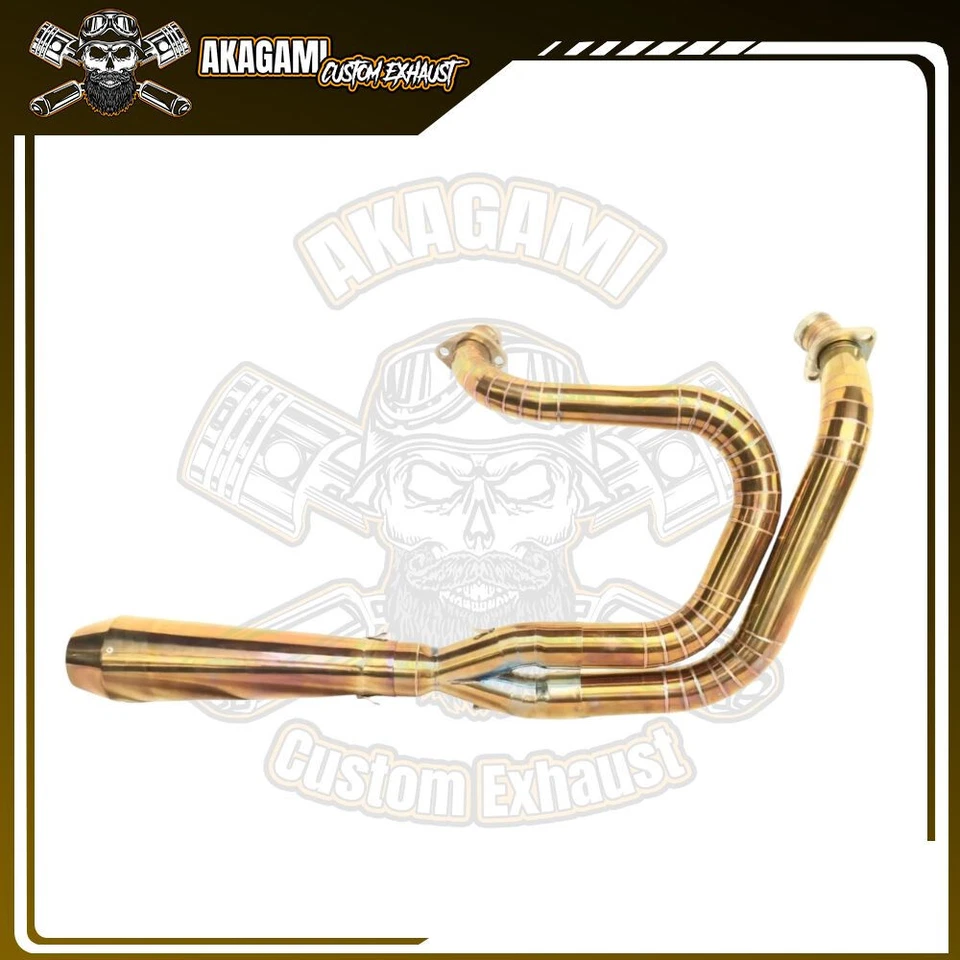 Escape completo ajuste personalizado para Harley-Davidson DYNA Super Glide 2 en 1 color dorado Foto 3 de 3