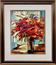 Michael Milkin "Bouquet of Reds"   Hand Signed & Serigraph Framed Art New