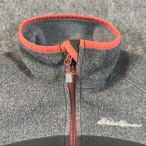 Eddie Bauer Women’s Fleece Vest XS Sleeveless Full Zip Mock Neck Peach Gray EUC - Picture 2 of 14