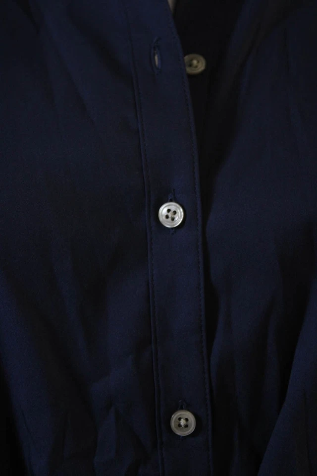 Untuckit Women Shirt Dress Dark Blue Long Sleeve Collared Knee-Length Size 10 - Image 4 of 4