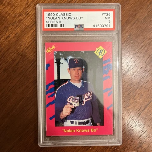 PSA 7 NR MINT 1990 CLASSIC NOLAN RYAN #T26 RANGERS KNOWS BO