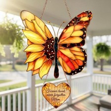 Sunflower Butterfly Memorial Suncatcher   Sympathy Gift for Loss of Mom