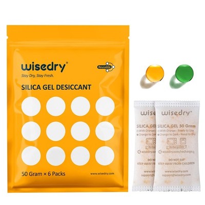 50 Gram 6PACKS Rechargeable Silica Gel Desiccant Packets Fast Reactivate Desi...