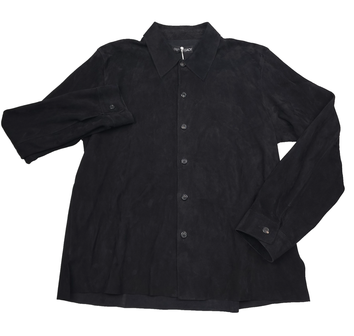 $1700 OUR LEGACY Lythe Black Suede Leather Welding Shirt Jacket