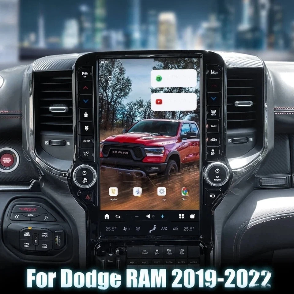 13.6" GPS Navigation Radio Carplay For Dodge Ram 1500 Tesla Car Screen 2019-2023 Foto 2 de 4