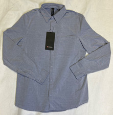 NWT Lululemon Commission Long Sleeve Shirt Harbor Blue/White Men's Size M