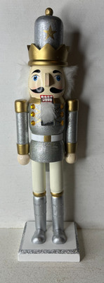 Threshold Wooden Nutcracker 2014 Silver Sparkle 15''