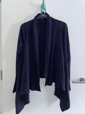 H&M LADIES DARK NAVY WOOL BLEND WATERFALL CARDIGAN TOP SIZE XS S UK 10