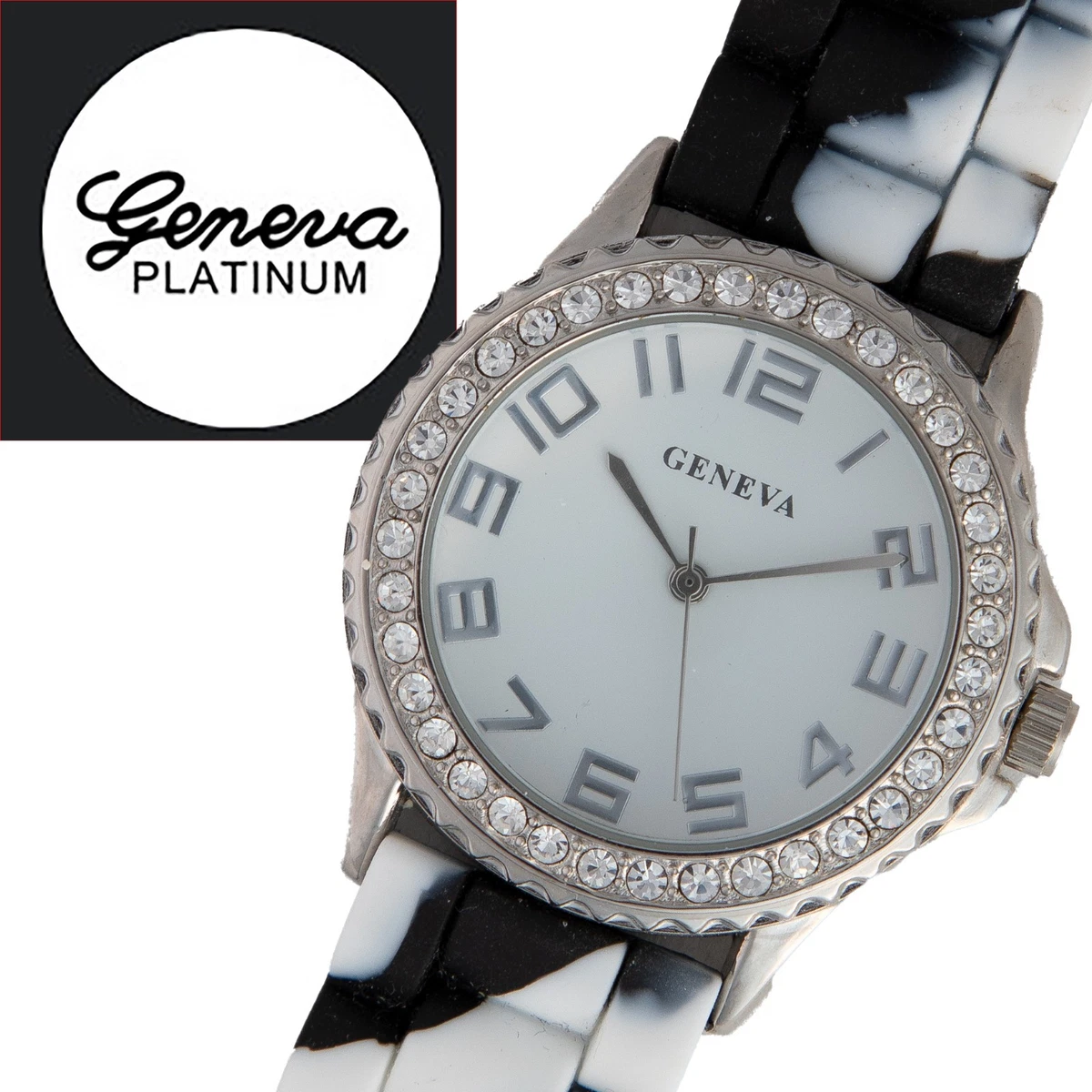 Geneva Rubber Band Wristwatches Platinum Case for sale | eBay display picture 1