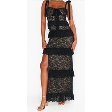 Show Me Your Mumu Black Lace Maxi Dress M NWT Monique Tiered Wedding Formal