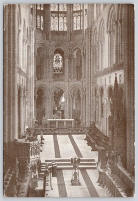 Norwich Norfolk England Vintage Norman Romanesque Cathedral Interior Postcard
