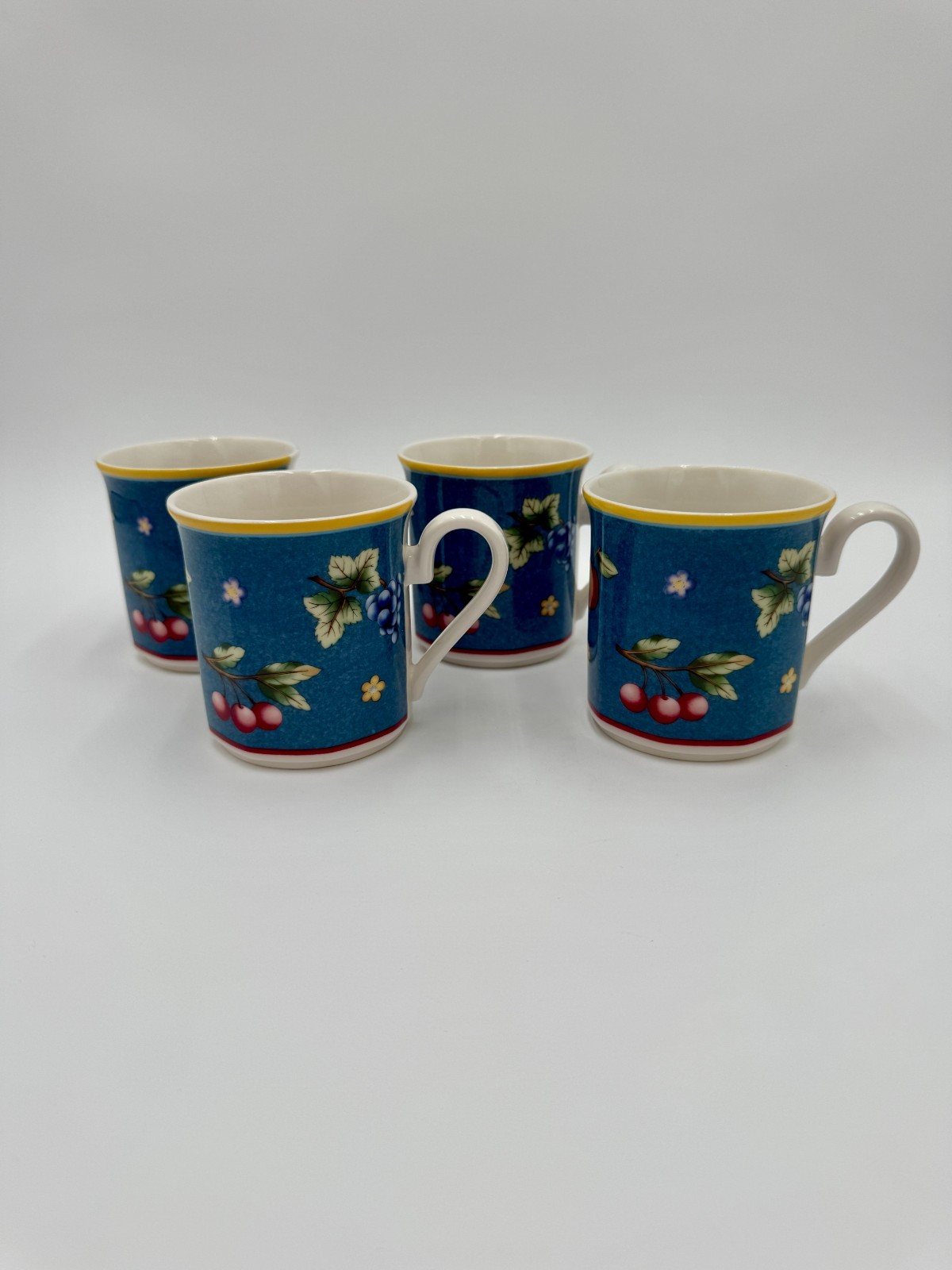 Vintage Biella Villeroy & Boch Fruit and Flowers Porcelain Mug Set