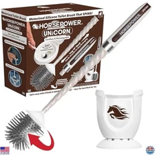 Motorized Toilet Brush with 360° Cleaning, Flexible Silicone Bristles,