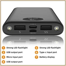 90000000mAh Power Bank USB LCD Backup Portable Charger For Cell Phone