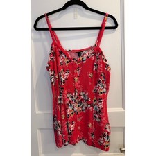 Torrid Plus Size Floral Button Front Strappy Cami Tank Top Red Size 0 / 14