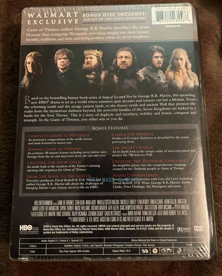 NEW Game of Thrones Complete First Season (DVD, 2012) w/Wal-Mart Bonus disc - Image 3 of 4