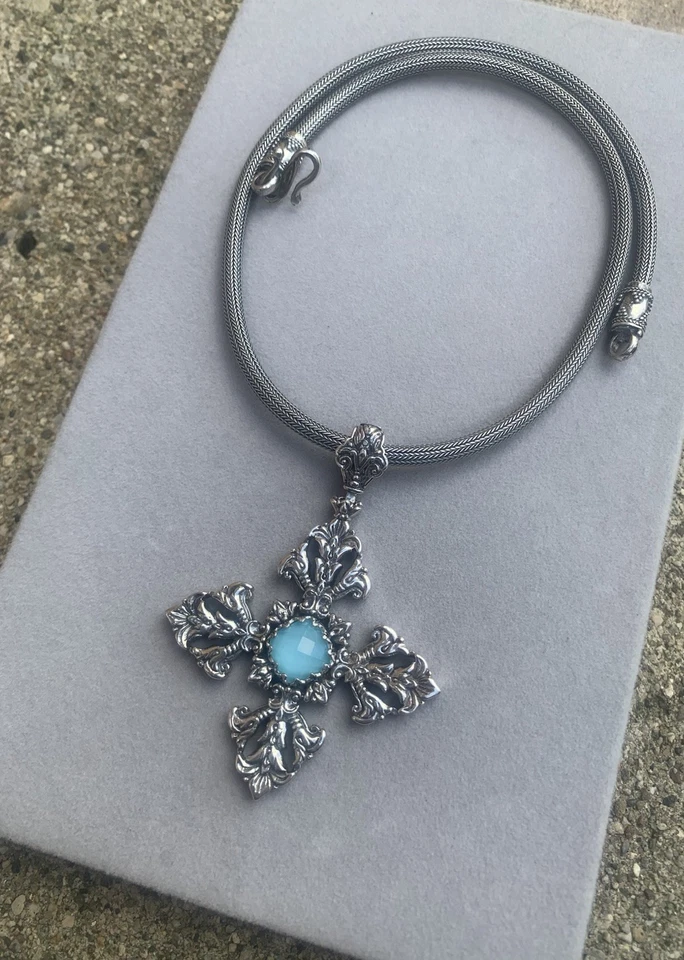 Cruz de Calcedonia Konstantino 925 Plata Estornino y Joyería Griega Fina 18k 750 Foto 2 de 4