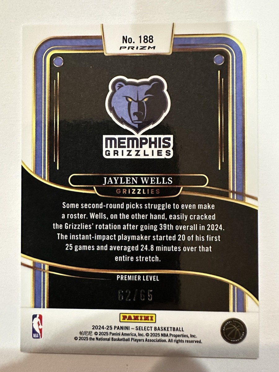 2024-25 Panini Select Jaylen Wells ROOKIE Orange PREMIER
