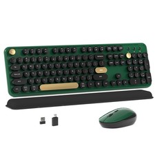 MPTOG Colorful Wireless Computer Keyboard and Mouse Combo with Round Typewriter