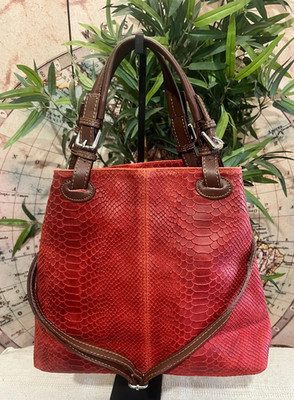 Ladies girls bag real leather print python brick genine leather bag