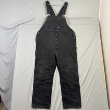 Big Smith Bib Overalls Mens 52x32 Black Denim Double Knee Workwear Carpenter