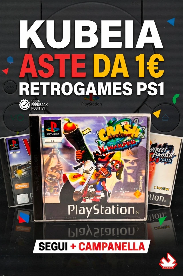 Aste da 1€ PS1 Playstation 1 RETROGAMES | Originali & Testati