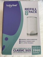 Babyfeel Refill 8 Pack Compatible w/DEKOR CLASSIC Size Diaper Pails Holds 3960