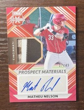 2022 Panini Elite Extra Edition PMS-MN Matheu Nelson /49 Auto Prospect Materials