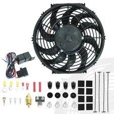 BLACKHORSE-RACING 12" Universal Electric Radiator Cooling Fans + Thermostat R...