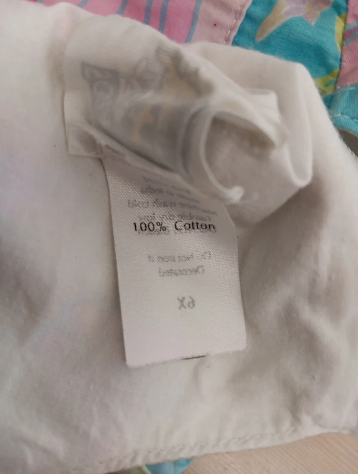 Corky's Kids Patchwork Shift Dress Size 6X Pink Green Blue Butterflies Ladybugs - Image 4 of 4