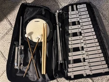 Yamaha Xylophone Bell Kit Mallet Keyboard With Case Sticks and Practice Pad Cart