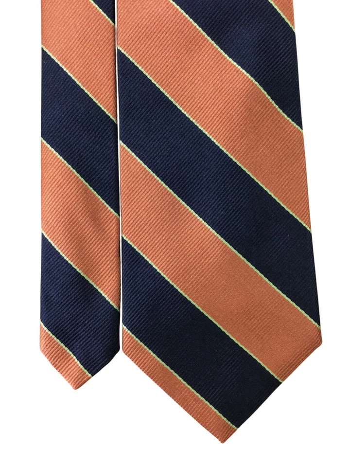 J. Corbata a rayas de seda naranja y azul marino Press para hombre hecha en Irlanda diseño clásico Foto 4 de 4