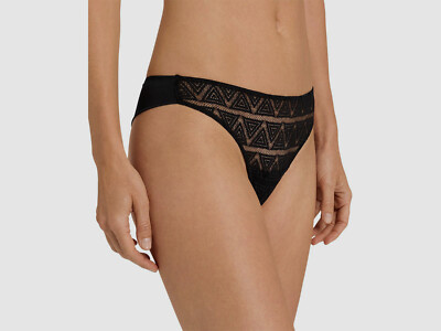 $59 Hanro Women's Black Clia Low Rise Sheer Thong Underwear Panty Size S