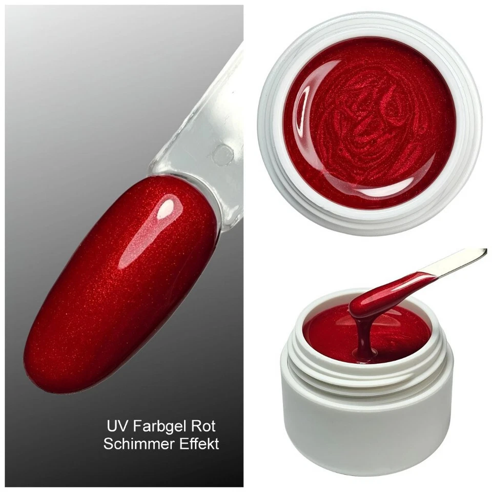 Premium UV Farbgel Rot Schimmer Effekt 5ml LED Gel Fullcover Nailart French - Bild 3 von 4