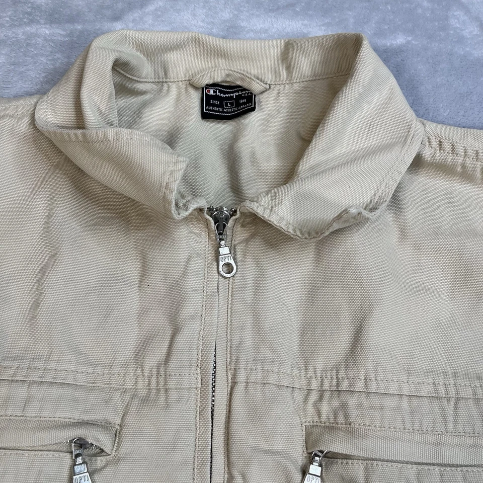Chaqueta de lona de algodón con cremallera completa Champion vintage beige para hombre ropa de trabajo grande Gorp Foto 4 de 4