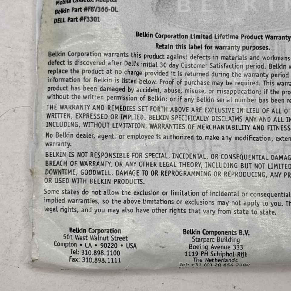 Adaptador de casete Belkin negro enchufe de 3,5 mm F8V366-DL mini enchufe estéreo Foto 3 de 4