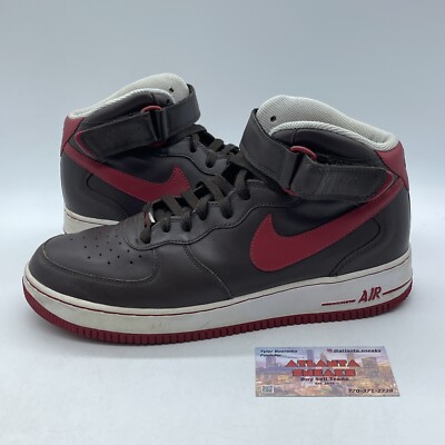 Size 10 Nike Air Force 07 Players Mid Brown White Red Leather  (315091-261)