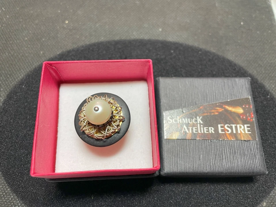 Edelstahlring mit Perle Siber Gr.64, d=20, mm