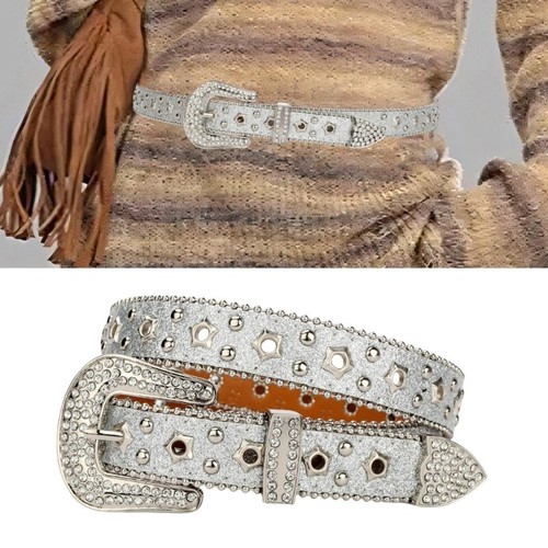 Shimmering Sequined Waist Belt Rhinestones Belt Adult Women Dresses Skinny Belt - Picture 2 of 35
