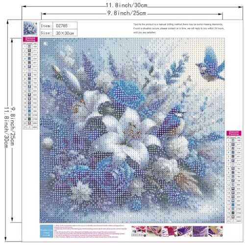 MXJSUA Oiseaux Fleurs Diamond Painting Adulte Pendentif, 5D Diamant Painting Hanging Suspendus Avec Chaîne Pour Jardin, Porte Et Fenêtre Décoration