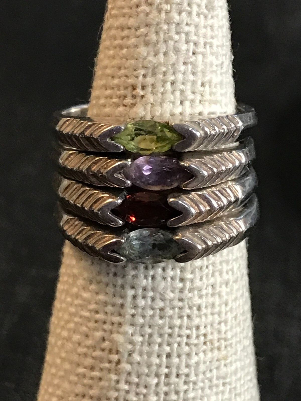 Set 4 Sterling Silver Stackable Gemstone Birthsto… - image 17