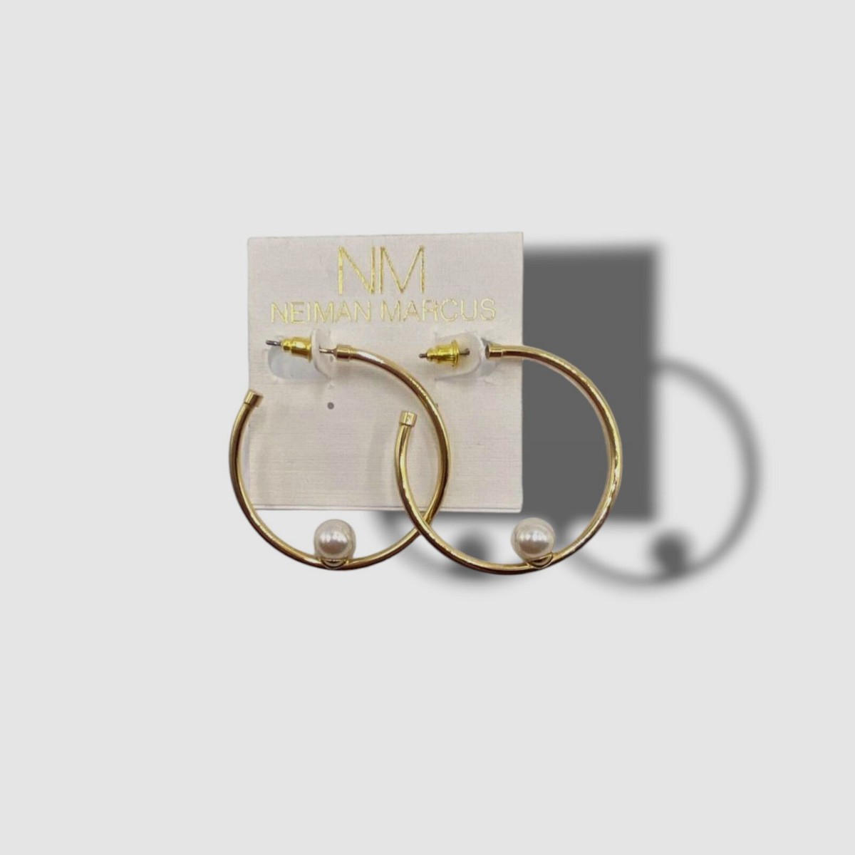 $40 Neiman Marcus Women's Gold Hoop Pearl Earrings