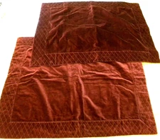 Red Burgundy Velvet Pillow Shams 100% Cotton 26" X 19.5" By C&F Enterprises